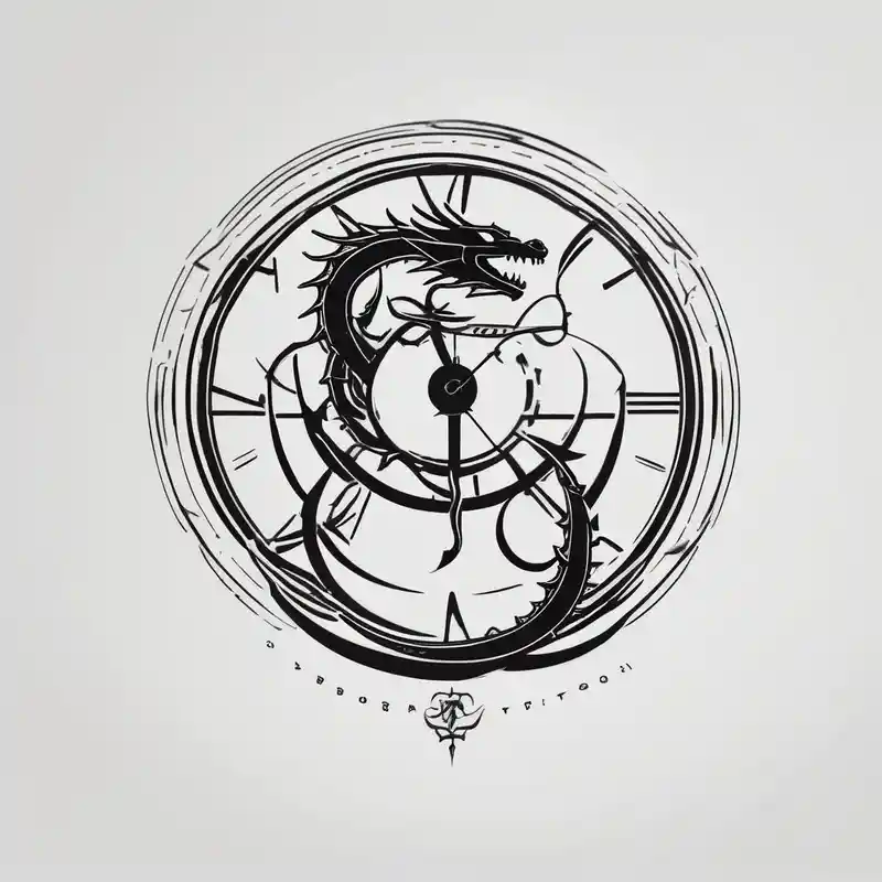 Dark cancer zodiac sign tattoo with dragon and clock on background drake tattoos